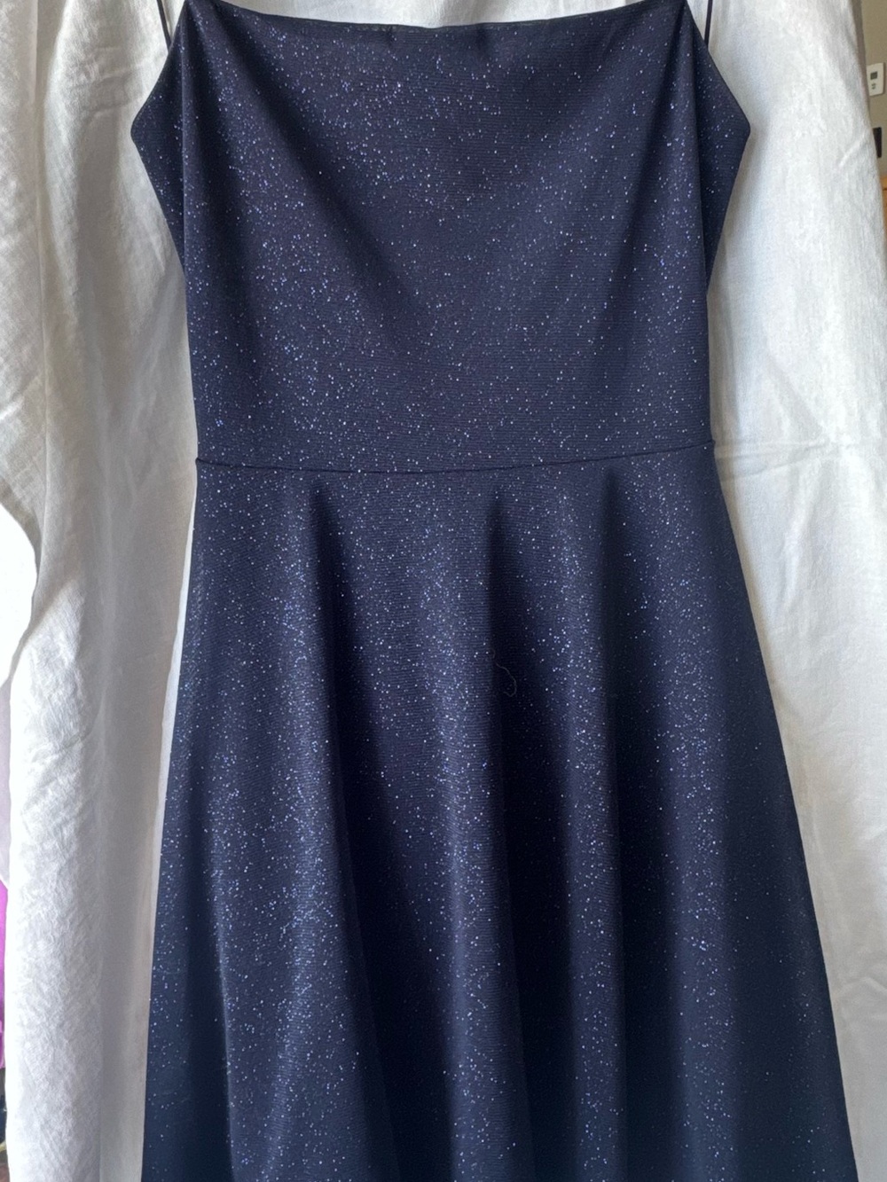 Strapless Navy Sparkle A-Line Dress
